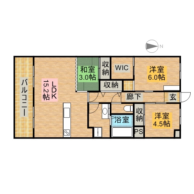 ヴィーブル東若林 3-B号室 間取り