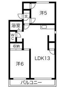五平ハイツＢ 201号室 間取り