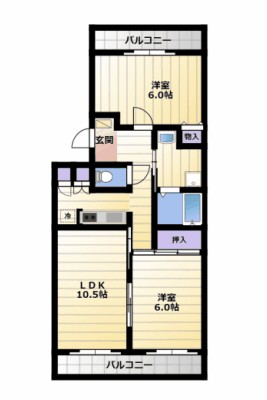 レイクパレス中村Ｂ 402号室 間取り