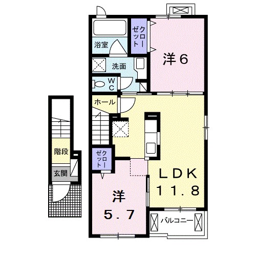 クラリス 203号室 間取り