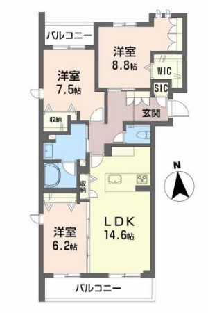 グラン東伊場 403号室 間取り