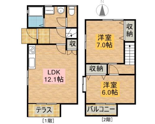 テラス鈴木Ａ・Ｂ・Ｃ B-1号室 間取り