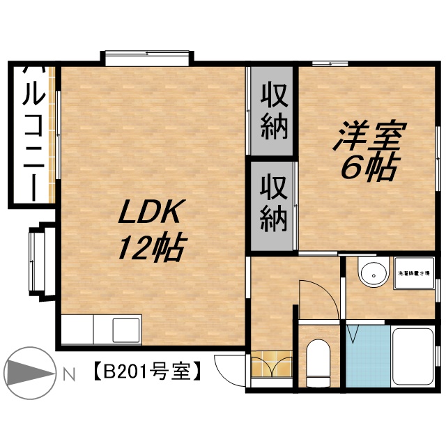 チェリー佐鳴Ａ・Ｂ B201号室 間取り
