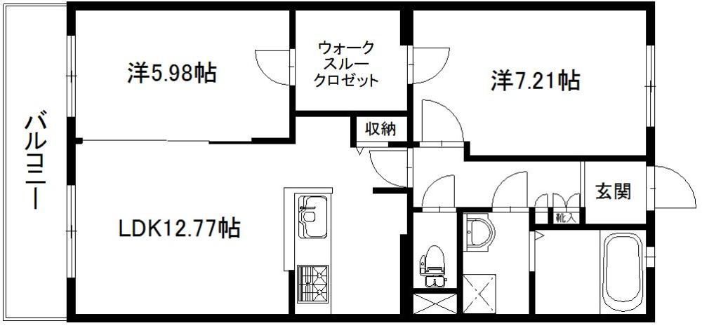 Ｔｈｒｅｅ　Ｎｉｎｅ 402号室 間取り