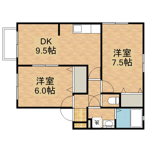 ライトハウス 101号室 間取り