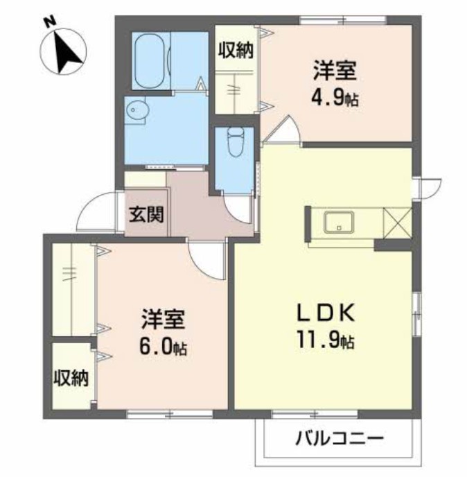 ドミエールＳ Ⅲ201号室 間取り