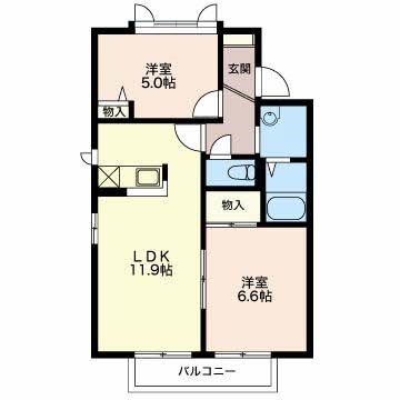フロールμ A202号室 間取り