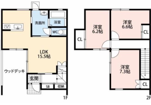 ブラン・ド・ノワール E-1号室 間取り