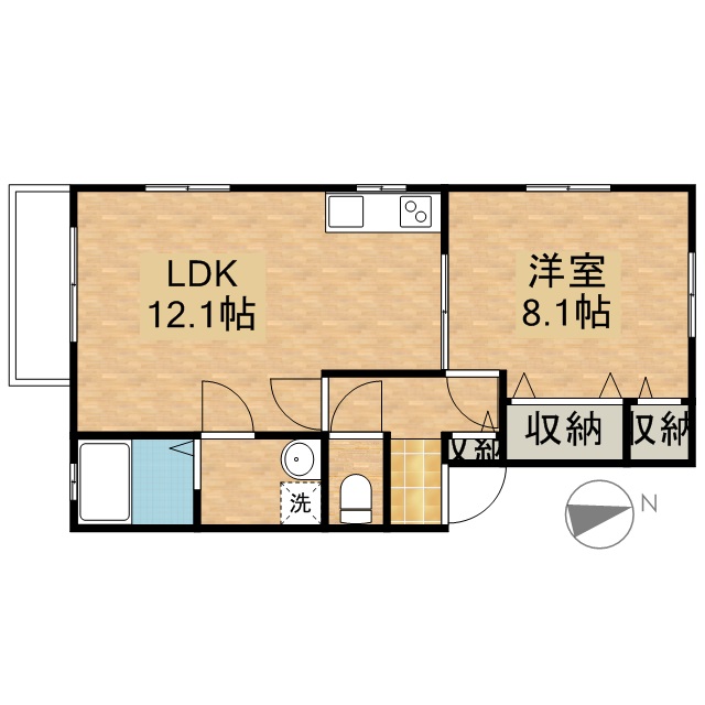 サンフラワー D号室 間取り