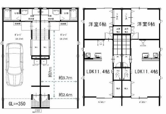 ユタカガレージハウスⅡ A号室 間取り