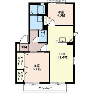 パインクレストＢ 201号室 間取り