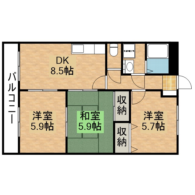 タウンソレイユ 101号室 間取り