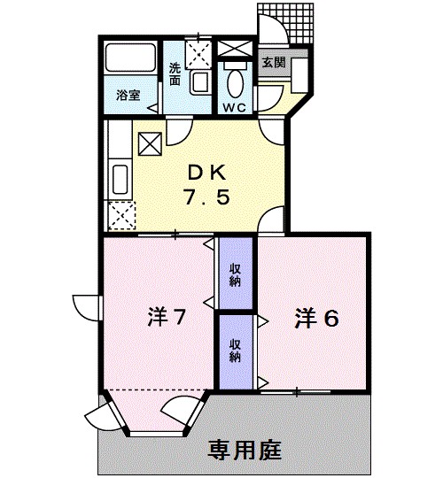 クレストールたんぽぽＢ 102号室 間取り