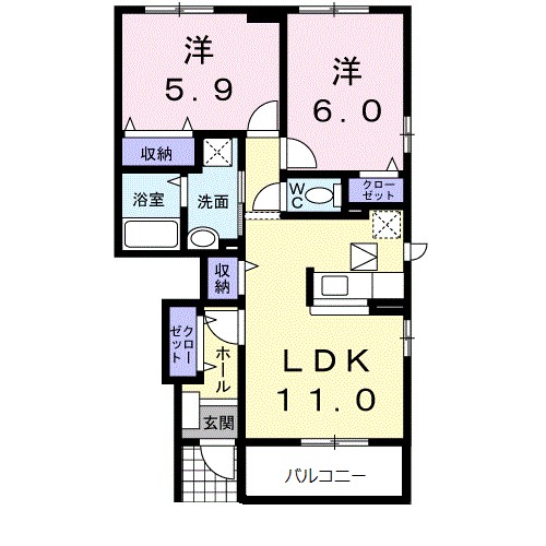Ｄ－ｂｅｌｉｅｖｅⅣＡ 102号室 間取り