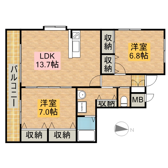 カーサ大平台Ⅰ 203号室 間取り