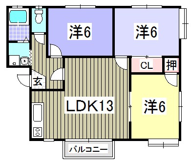 コリーナ蜆塚 A101号室 間取り