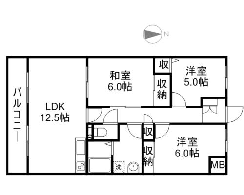 サニーヒルズ佐鳴台 204号室 間取り