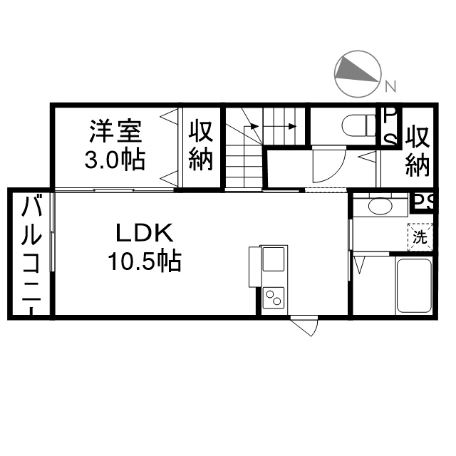 エヴァーグリーン 201号室 間取り