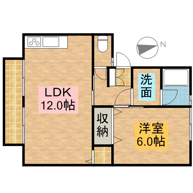 ＹＫコーポⅠ・Ⅱ Ⅰ-202号室 間取り