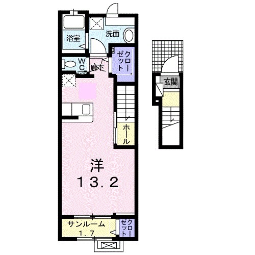 エバーグリーン若林 206号室 間取り