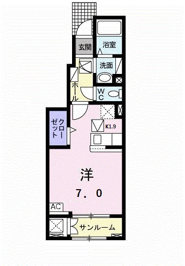 フォルチュンヌⅢ 103号室 間取り