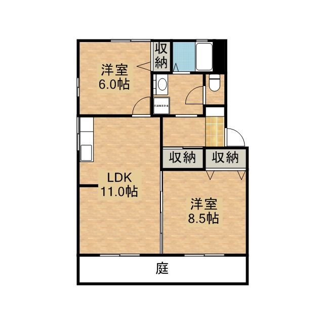 ドミールトシカズＢ 102号室 間取り