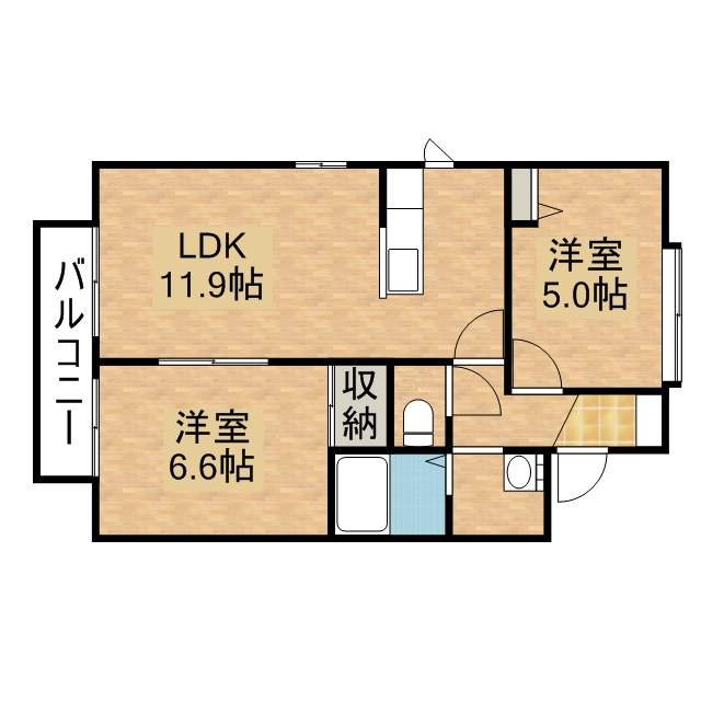 フロール&mu; B203号室 間取り