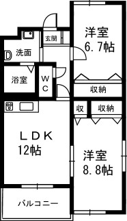 プリントス 1-C号室 間取り