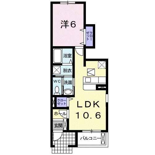 ＳｏｕｔｈＳｕｎＦｌｏｗｅｒ 102号室 間取り