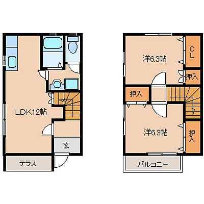 イーストサイドテラスＣ 102号室 間取り