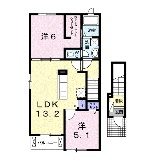 ルチェンテ　Ｆ 201号室 間取り