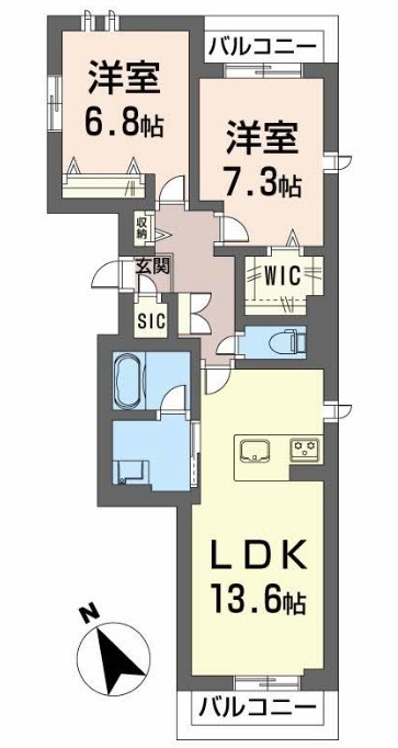 Ｋａｌｍａｒｋ海老塚 401号室 間取り
