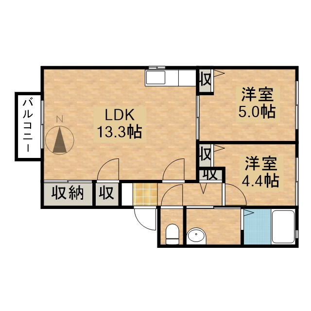 コーポ潮鳴 A201号室 間取り