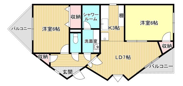 エヴァグリーン 107号室 間取り
