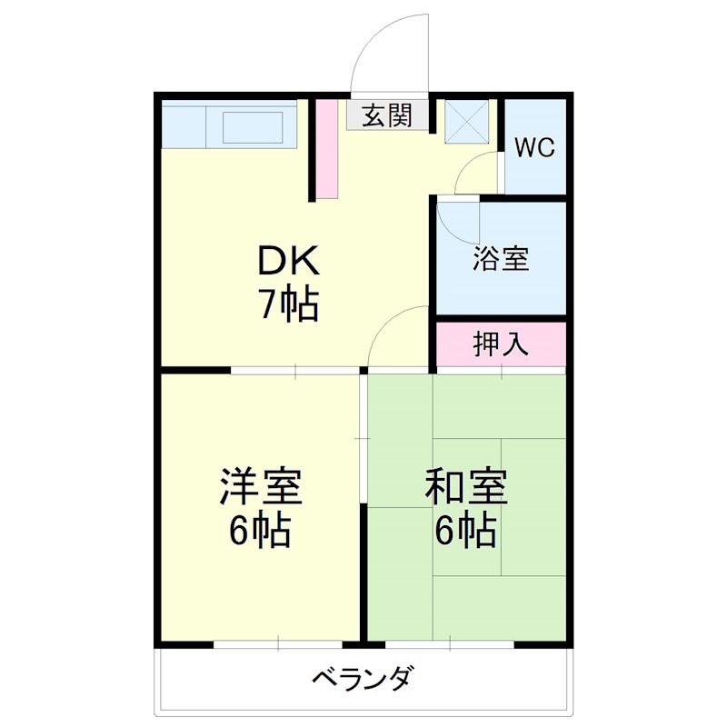 コーポ上浅田 1-B号室 間取り