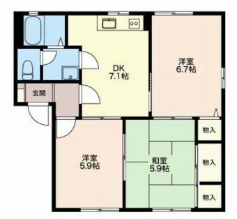 プレステージ中部ⅡC 205号室 間取り