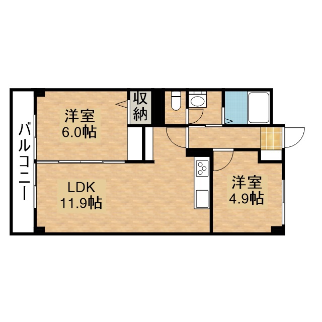 グリーンハイツフジタ 2-E号室 間取り