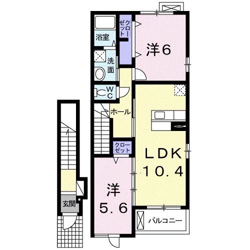 プリムローズ 205号室 間取り