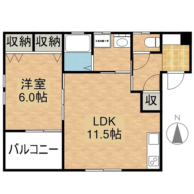 オーガスタＭ 202号室 間取り