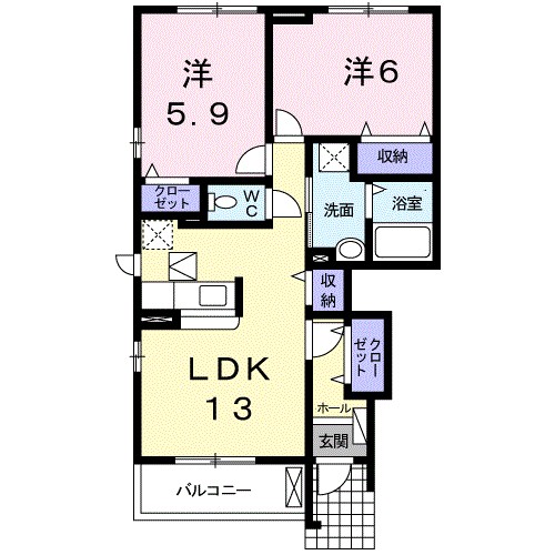 ＭＵＬＢＥＲＲＹ　ＣＯＵＲＴ 101号室 間取り
