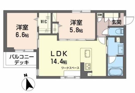 ＭＡＬＩＮＯ　ＧＡＲＤＥＮ 203号室 間取り