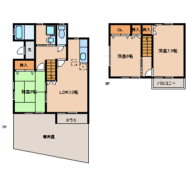 サンフィールド W号室 間取り