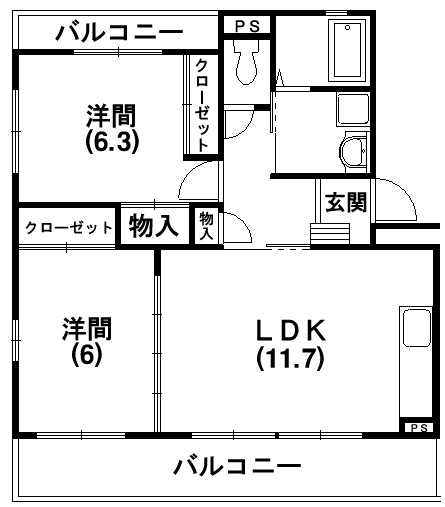 ハーヴェスト 202号室 間取り