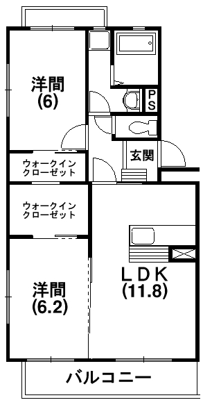 メメールたづ 102号室 間取り