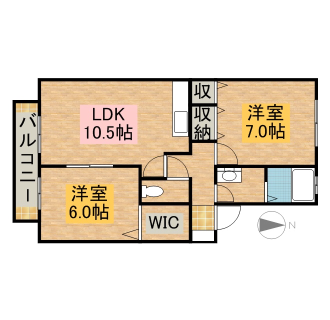 アイセイハイツⅡ 105号室 間取り