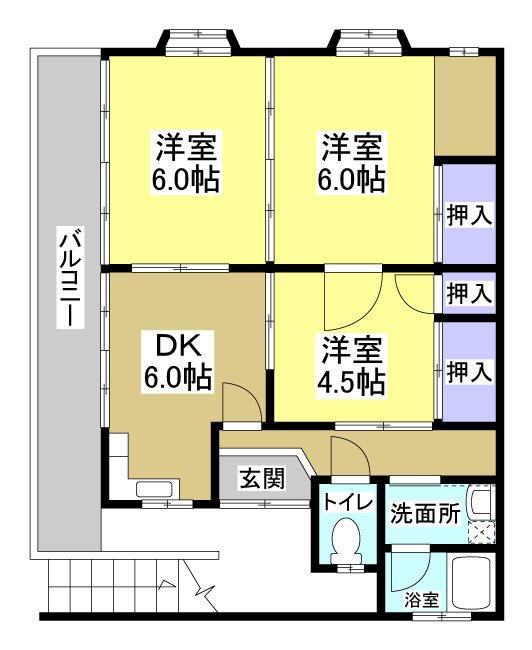 稲建ハイツ 2F西号室 間取り