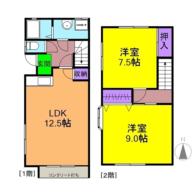 ルクレール B号室 間取り