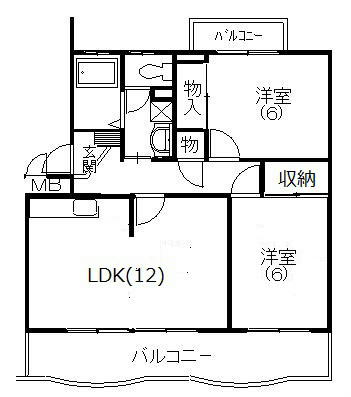 ソレーユ四ツ枝 203号室 間取り
