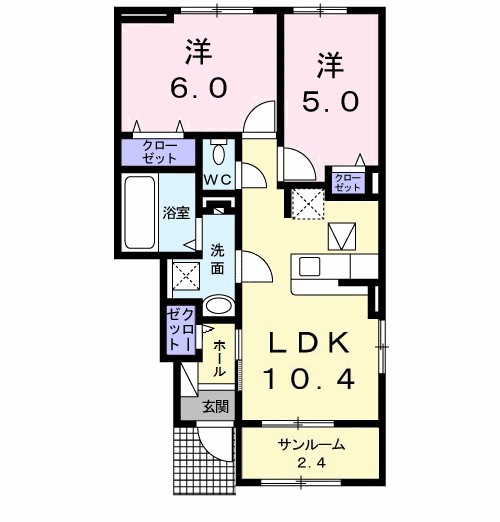 サンリットⅡ 102号室 間取り