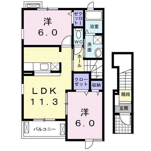 セジュールパーク 201号室 間取り
